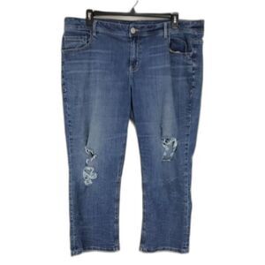 Lane Bryant Genius Fit Crop Jeans Women's Plus Size 22 Distressed Stretch